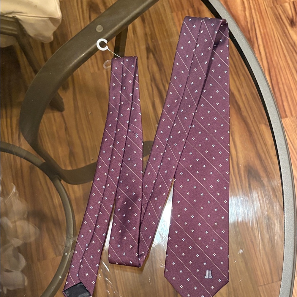Lanvin Burgundy Tie with Geometric Design